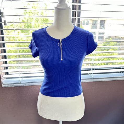 Silence And Noise Royal Blue Knit Top Size Small Depop