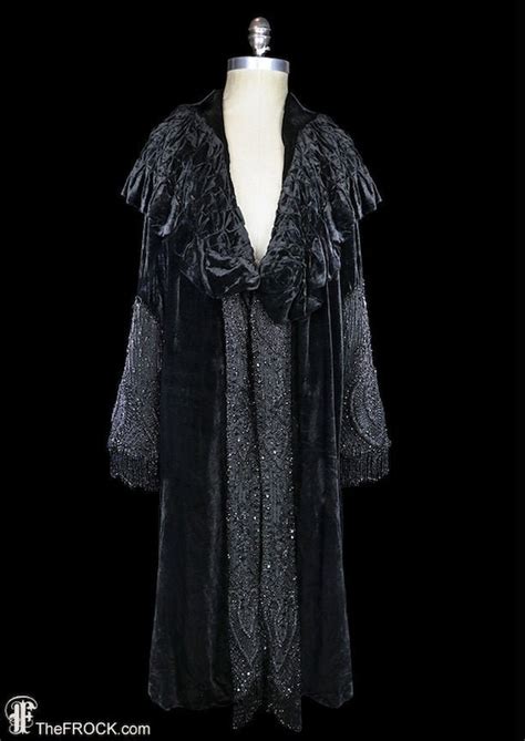 Antique Jet Beaded Coat Black Velvet Silk Jacket Vi Gem