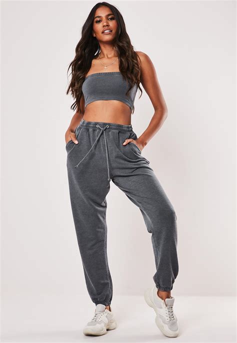 Missguided Synthetic Grey Washed Oversized 90s Joggers In Grey Lyst