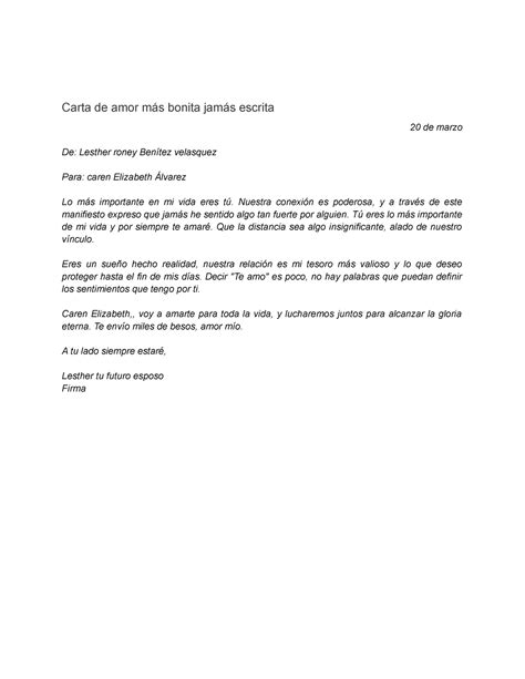 Ejemplos Carta de amor Carta de amor más bonita jamás escrita 20 de