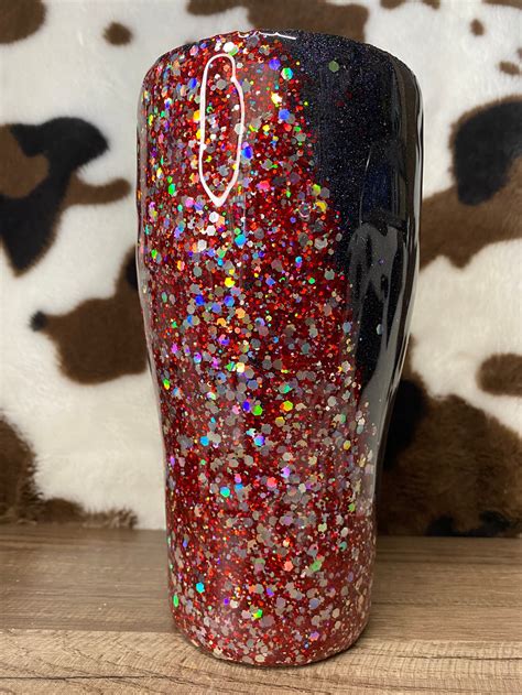 30oz Red And Black Glitter And Epoxy Tumbler Etsy