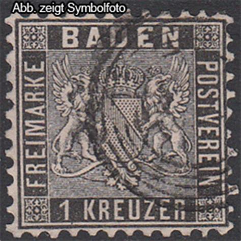 BRIEFMARKEN ALTDEUTSCHE STAATEN BADEN MICHEL NR 13 GESTEMPELT WAPPEN 1