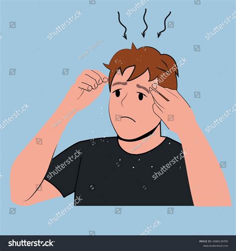 Itchy Head Dandruff Concept Stressed Irritated Stock Vector Royalty