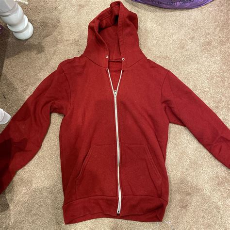 American Apparel Zip Up Hoodie In Red Would Fit Depop