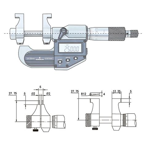 Innenmessschraube Digital 25 50mm Mit Datenausgang IP 65