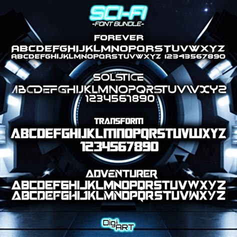 Sci Fi Font Bundle Space Fonts Futuristic Fonts Fantasy Fonts Sci Fi