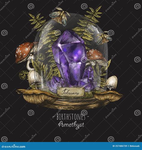 Vintage Birthstones, Emerald Gemstone, May Magic Illustration Royalty