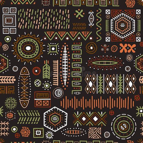 Abstract African Shapes Seamless Background Tribal Geometric