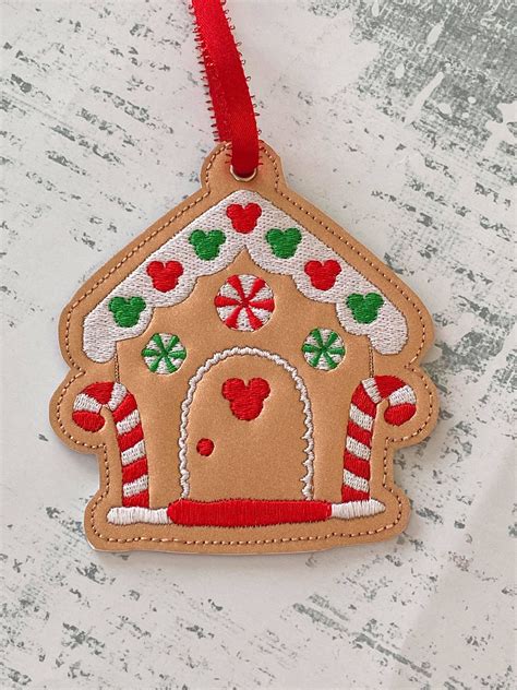 Mouse Gingerbread House Ornament Embroidery Design 20200734