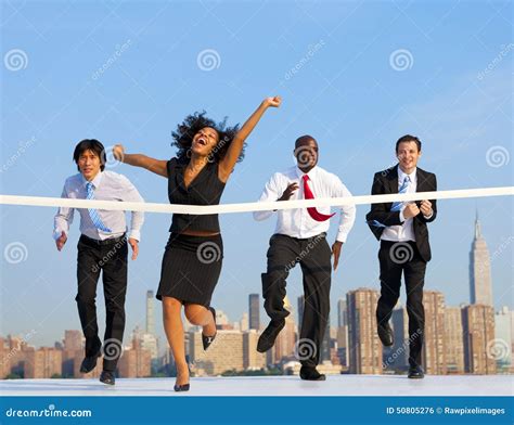 Business Woman Winning A Competition Stock Photo Image Of Running