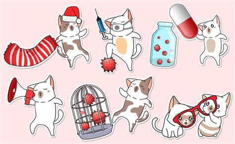 Premium Vector | Cute cat cartoon sticker collection