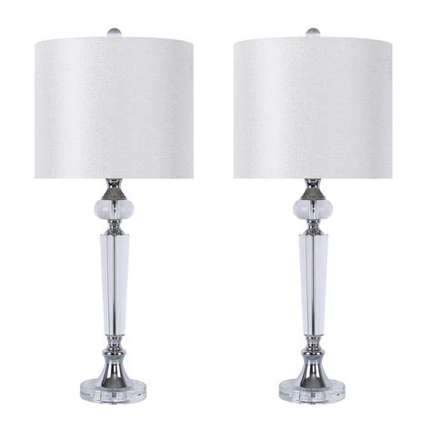 Grandview Gallery 27 In Brushed Nickel Genuine Crystal Table Lamps