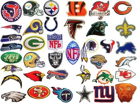 NFL, 32 Team National Football league team logo patches. Embroidered ...