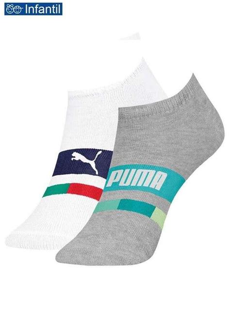 Kit 2 Meias Infantil Cano Curto Puma 2755 002 993 Branco Cinza