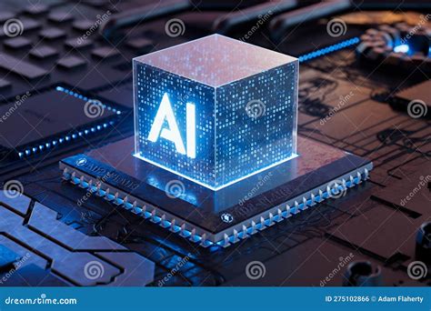 High Tech AI Computer Chip With Futuristic Circuit Board Design 3D