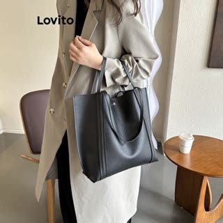 Lovito Casual Plain Basic Shoulder Tote Bag For Women LFA04002 Coffee