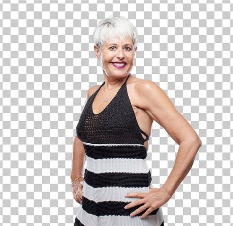 Premium PSD | Senior cool woman smiling proudly and confidently with ...