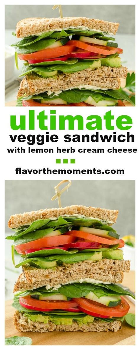 Ultimate Veggie Sandwich With Lemon Herb Cream Cheese Is Whole Grain