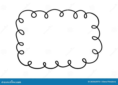 Doodle Rectangle And Oval Looped Frame Hand Drawn Scalloped Edge