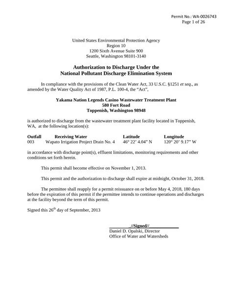 PDF Authorization To Discharge Under The National Pollutant