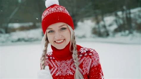 Portrait Of A Blonde With Pigtails In A Stock Video Pond