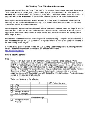 Fillable Online Ehs Ucf Ucf Building Code Office Permit Procedures Fax