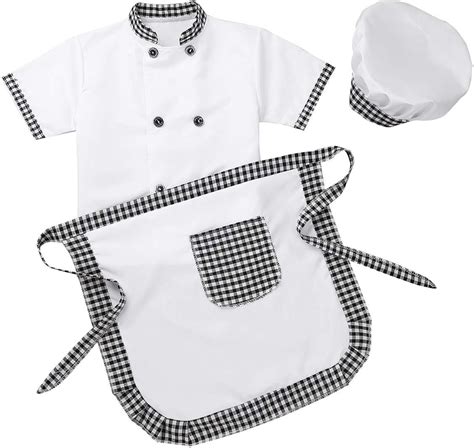 iEFiEL Unisex Kinder Koch Kostüm Chef Outfit Jungen Mädchen Bäckerjacke