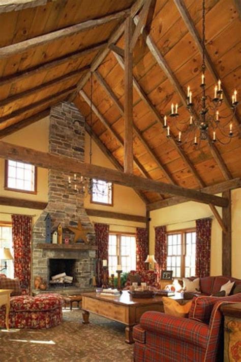 Rustic Vaulted Ceiling Living Room Ceilingideas Ceilingdesign