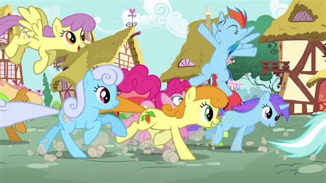 Image Ponies Running Through Pinkie S4e12png My Little Pony