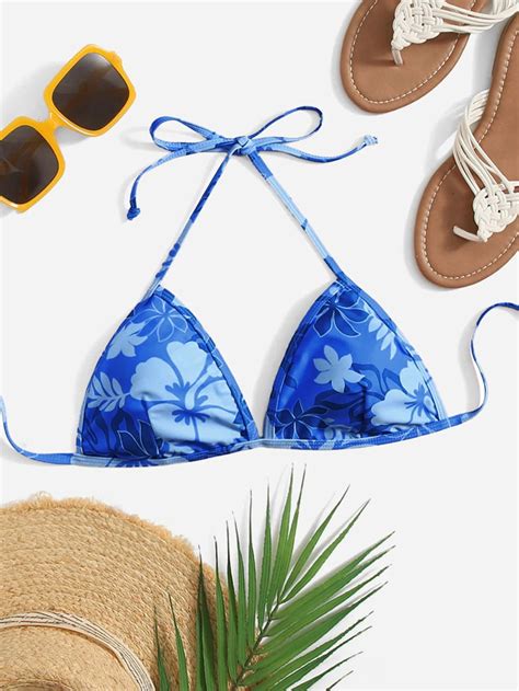 Floral Print Halter Triangle Bikini Top SHEIN USA