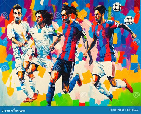 Barcelona Soccer Oil Painting Abstract Background Sequence 3 Of 25