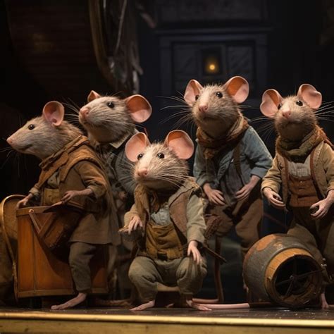 Premium AI Image | A group of rats are standing on a stage with a barrel