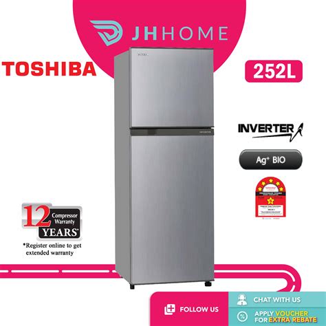 Toshiba Inverter 2 Door Refrigerator Silver 252l Gr A28mss