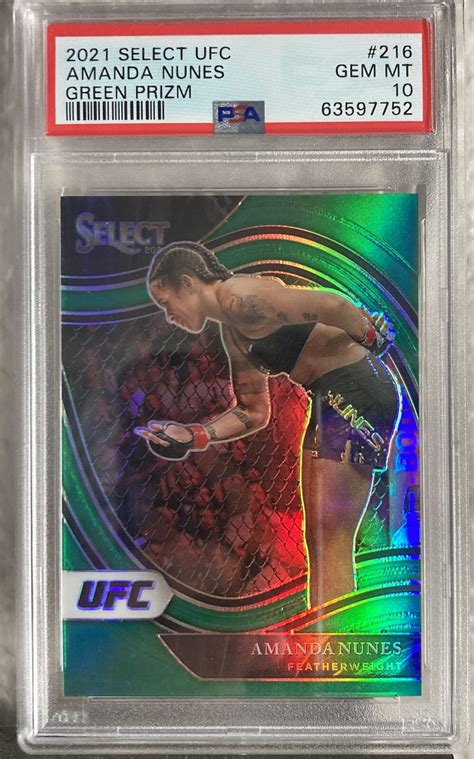 Amanda Nunes 2021 Select UFC 216 Octagonside Green 5 PSA 10 Price