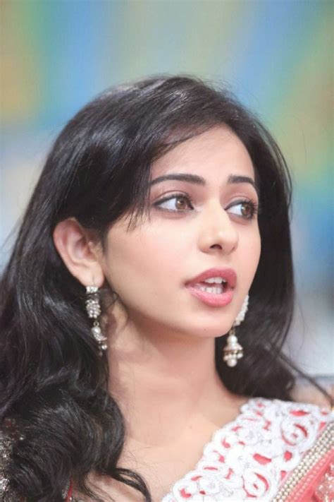 Indian Actress Rakul Preet Singh Face Closeup Images In Pink Saree South Indian Actress Hot