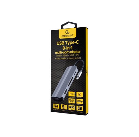 Gembird Cablexpert A-CM-COMBO8-02 - docking station - USB-C 3.1 - VGA ...