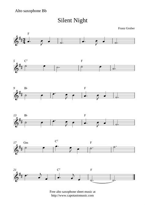 Pdf Silent Night Free Printable Sheet Alto