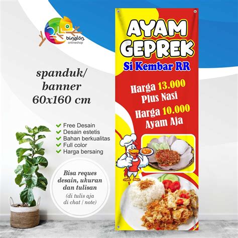 Jual Size 60x160 Spanduk Banner Ayam Geprek Murah Berkualitas Shopee