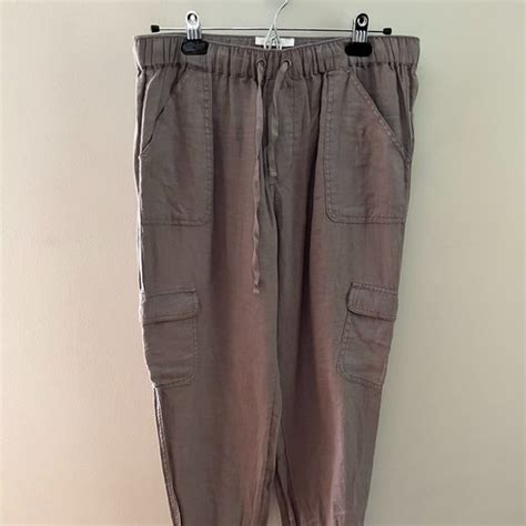 Nicole Miller Pants And Jumpsuits Nicole Miller Taupe Linen Cargo Jogger L Poshmark