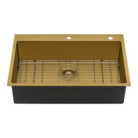 Ruvati 33 X 22 Inch Satin Brass Matte Gold Stainless Steel Drop In