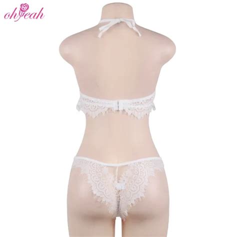 White Wedding Bride Sexy Exotic Mesh Lingerie Two Piece Sets For Women Two Piece Sets For