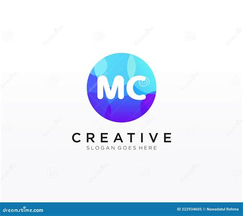 Mc Initial Logo With Colorful Circle Template Vector Stock Vector