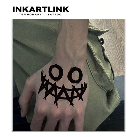 INKARTLINK 1 Pieza Tatuaje Temporal Con Jugo Herbal Y Cara Sonriente De