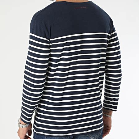 Teddy Smith Tee Shirt Manches Longues A Rayures Mariner Bleu Marine