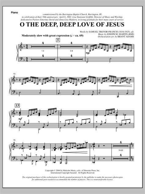 O The Deep Deep Love Of Jesus From Harvest Of Sorrows Piano By Joseph M Martin Sheet Music