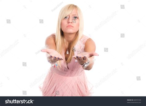 Cute Blonde Posing On White Background Stock Photo Shutterstock