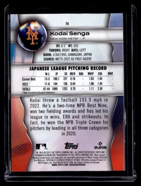 Kodai Senga Bowman Platinum Green Rookie Card Sp New York