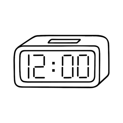 Premium Vector Hand Drawn Electronic Alarm Clock Doodle Digital Watch