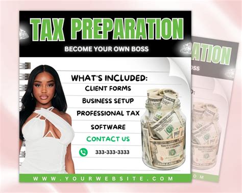 Tax Prep Season Flyer Diy Business Taxes Consultation Boss Taxation Audit Marketing Service