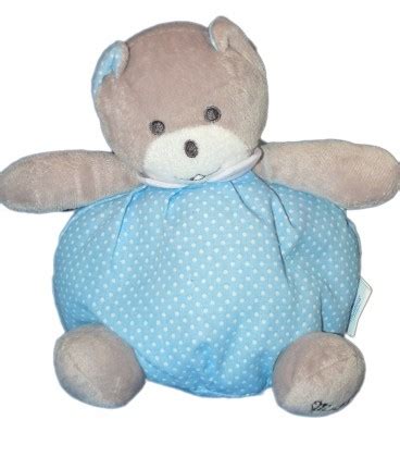 Doudou Ours Boule Bleu Pois Blancs Musti De Mustela Chez Vous D S Demain